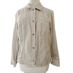 J. Jill Women's Size Medium Beige‎ Tan Corduroy Button Front Jacket